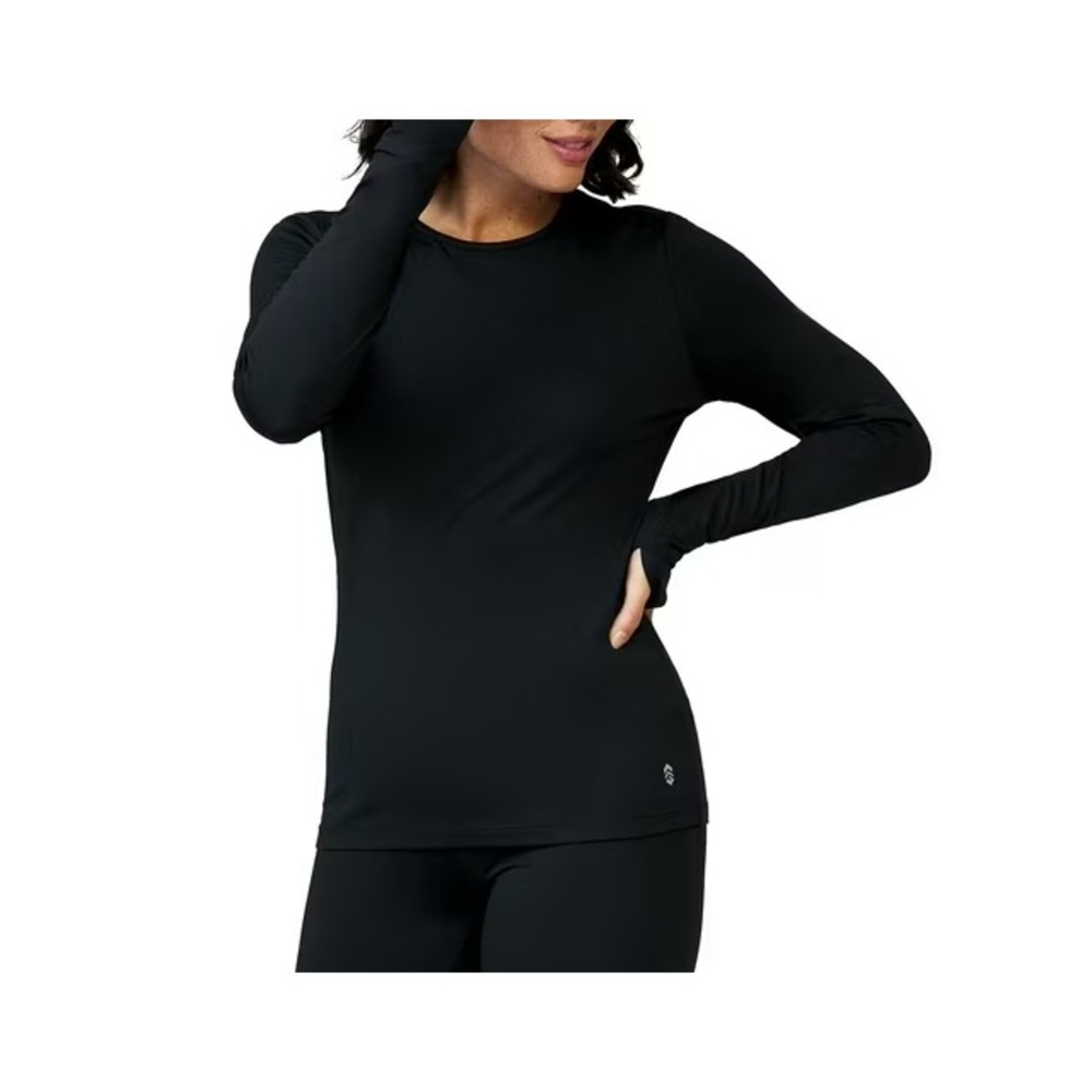 Free Country Womens 2 Pack Base Layer Top Size M Black Microtech Heat Thumbhole